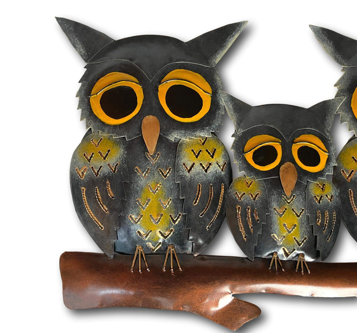 Family Of Owls Wall Art - Handmade Bali Metal Art