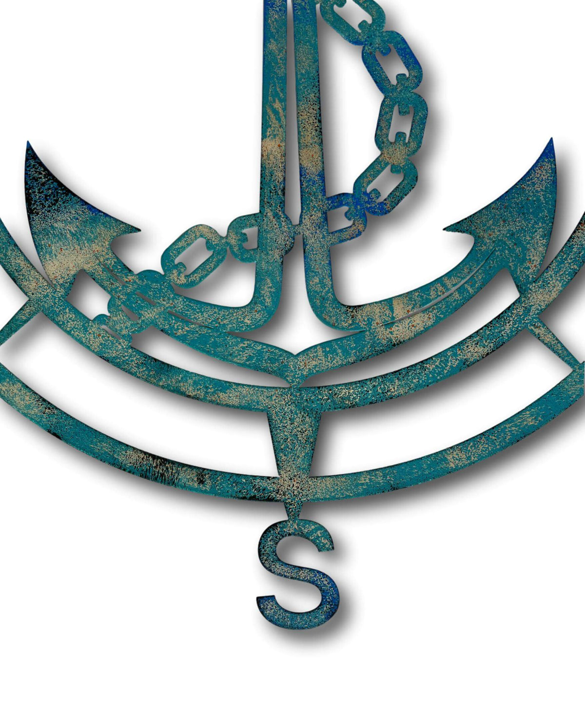 Large Nautical Compass &amp; Ships Anchor Wall Art - Handmade Metal Art