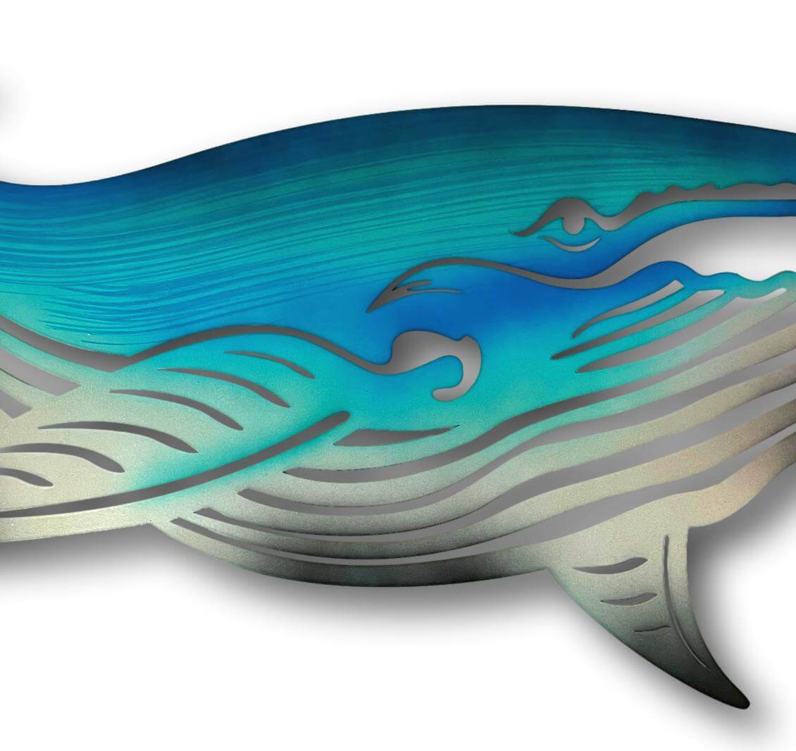 Whale Wall Art - Laser Cut Metal Art - Nautical Ocean Decor