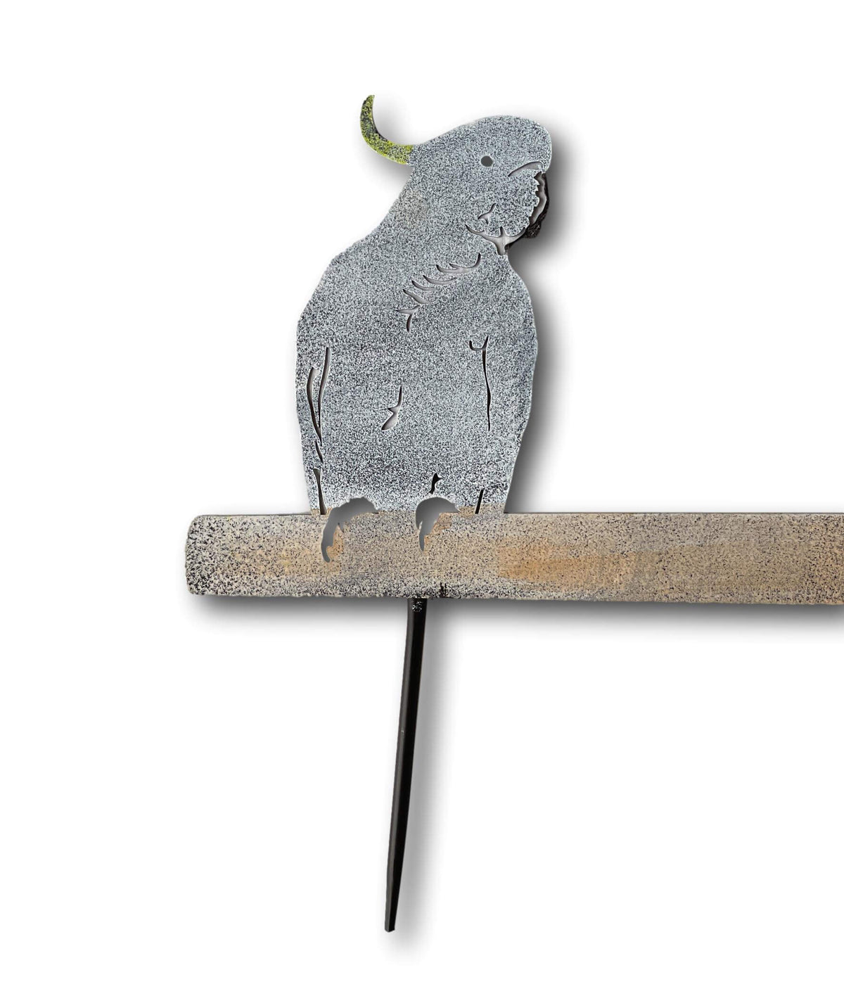 3 Yellow Crested White Cockatoos Fence, Ground &amp; Wall Art - Handmade Metal Art