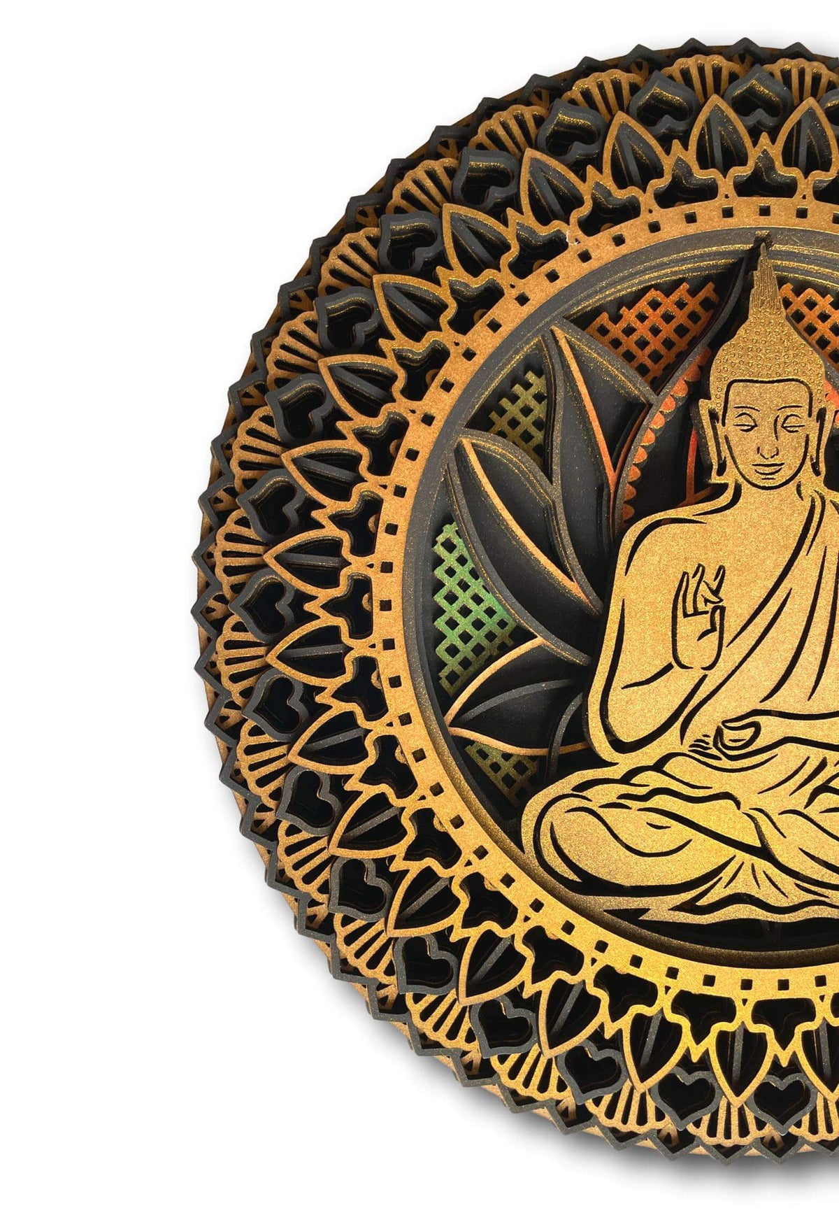 Unique Gold Buddha Wall Art - Intricate Wooden Sacred Geometry Decor- Handmade In Thailand 🇹🇭