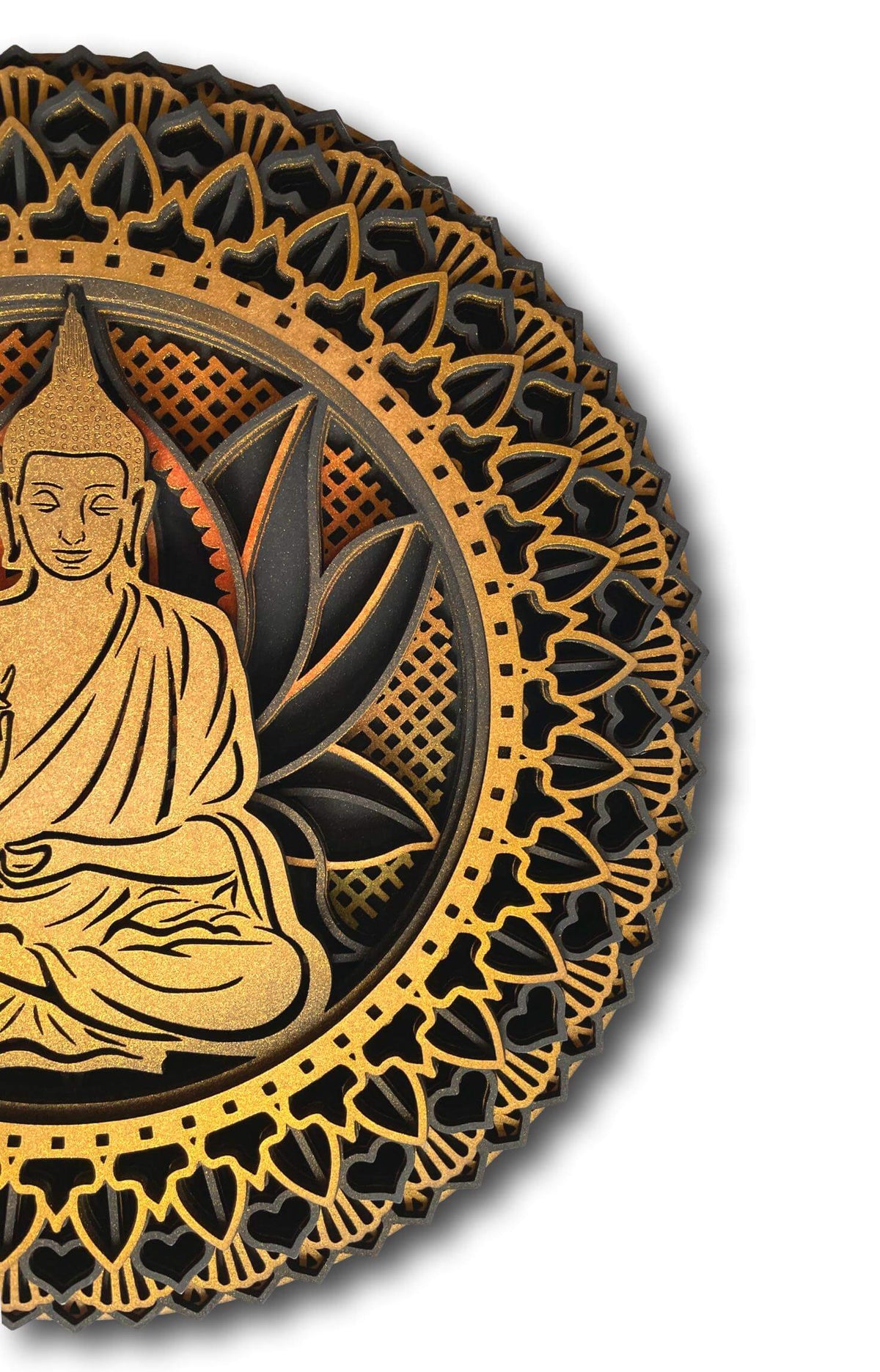 Unique Gold Buddha Wall Art - Intricate Wooden Sacred Geometry Decor- Handmade In Thailand 🇹🇭