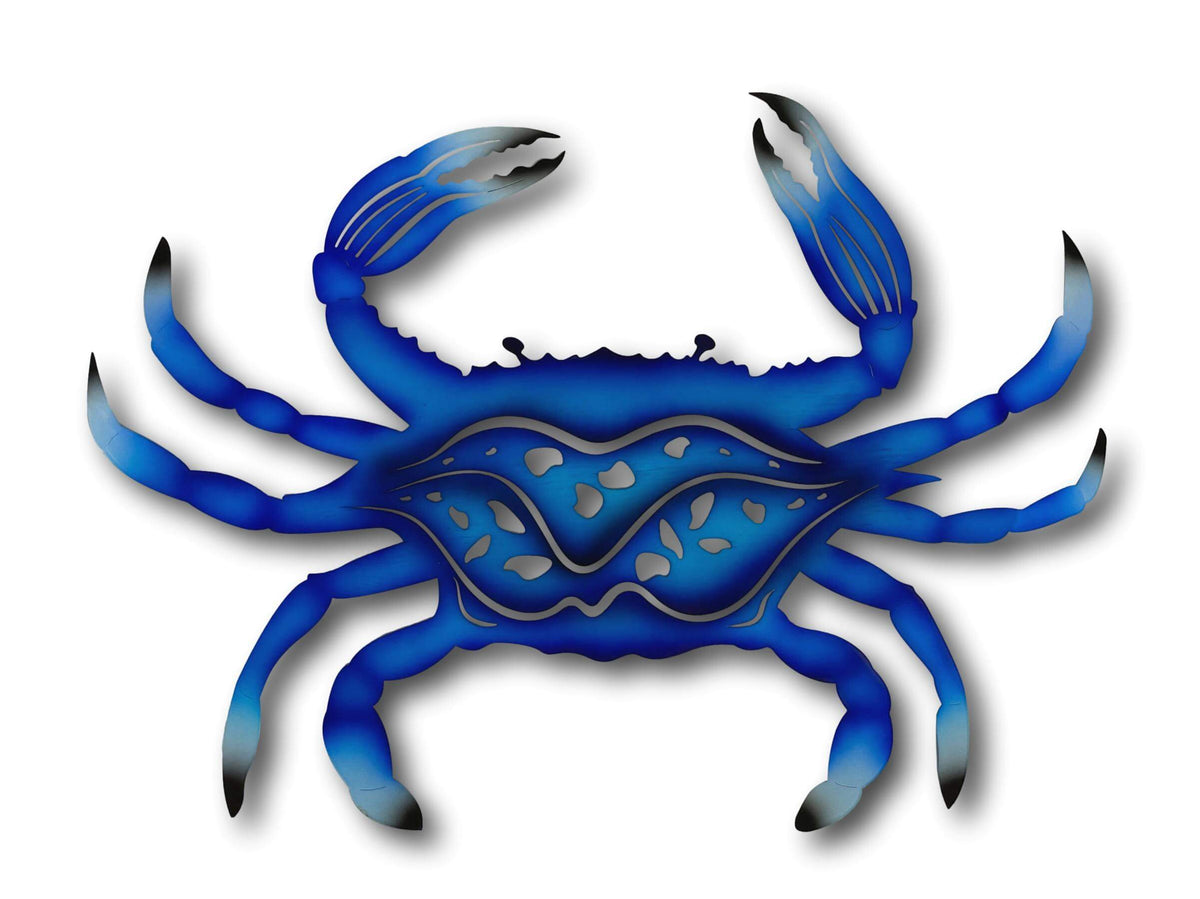 Large Blue Crab Wall Art - Laser Cut Metal Art - Nautical Ocean Decor 81cm