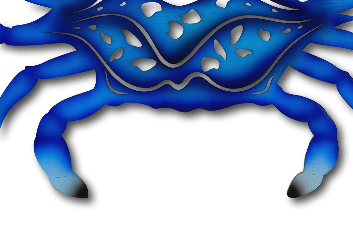Large Blue Crab Wall Art - Laser Cut Metal Art - Nautical Ocean Decor 81cm