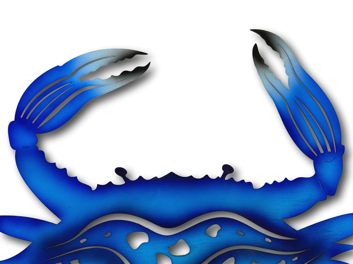 Large Blue Crab Wall Art - Laser Cut Metal Art - Nautical Ocean Decor 81cm