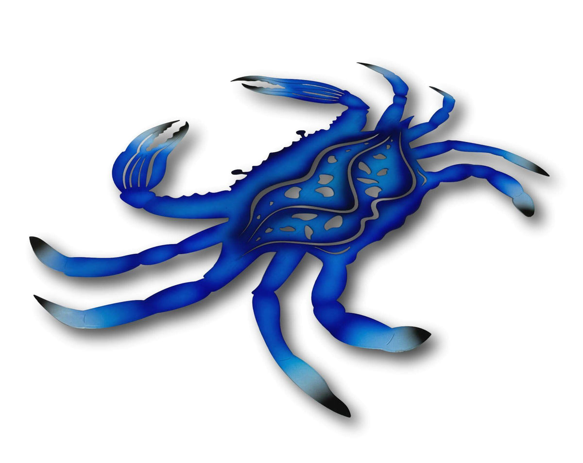 Large Blue Crab Wall Art - Laser Cut Metal Art - Nautical Ocean Decor 81cm