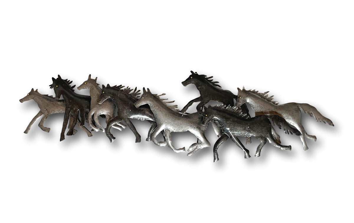 Wild Running Horses Wall Art - Handmade Bali Metal Art
