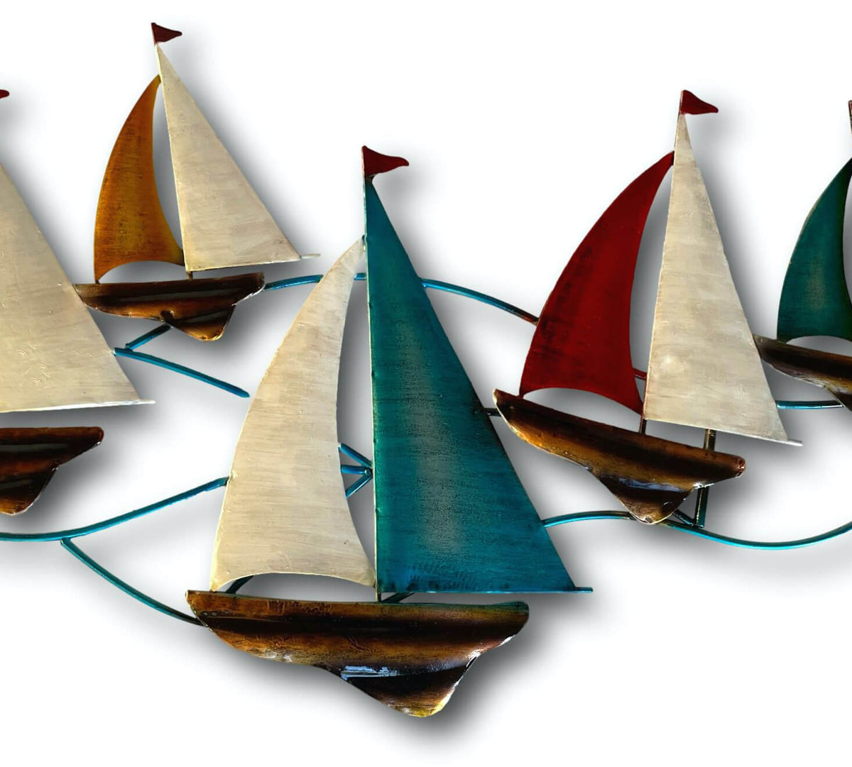 Sailing Boats Navigating The Waves Wall Art - Handmade Metal Art ⛵️
