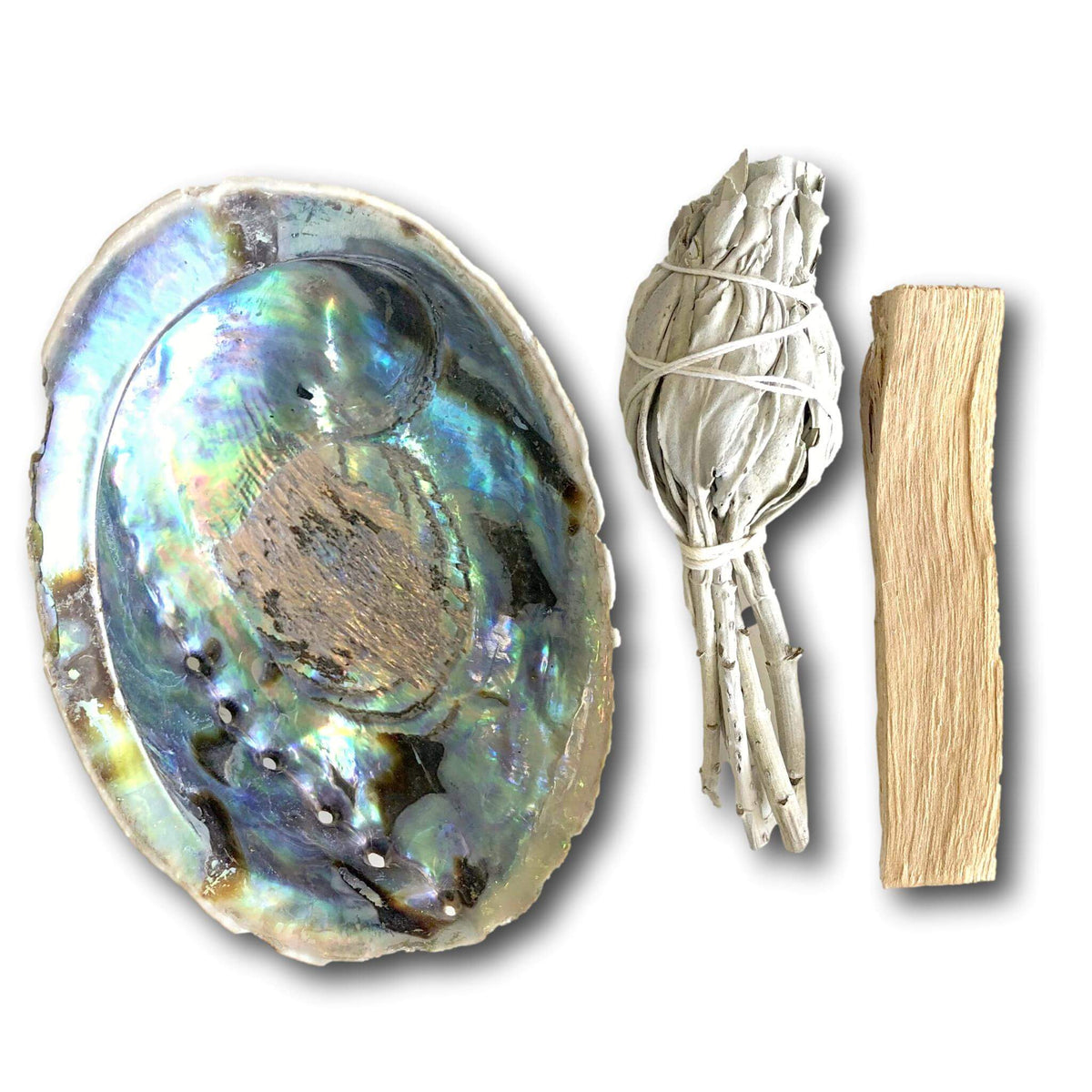 White Sage, Palo Santo With Shell Smudge Kit - Positive energy &amp; Clearing Of Negative Energy