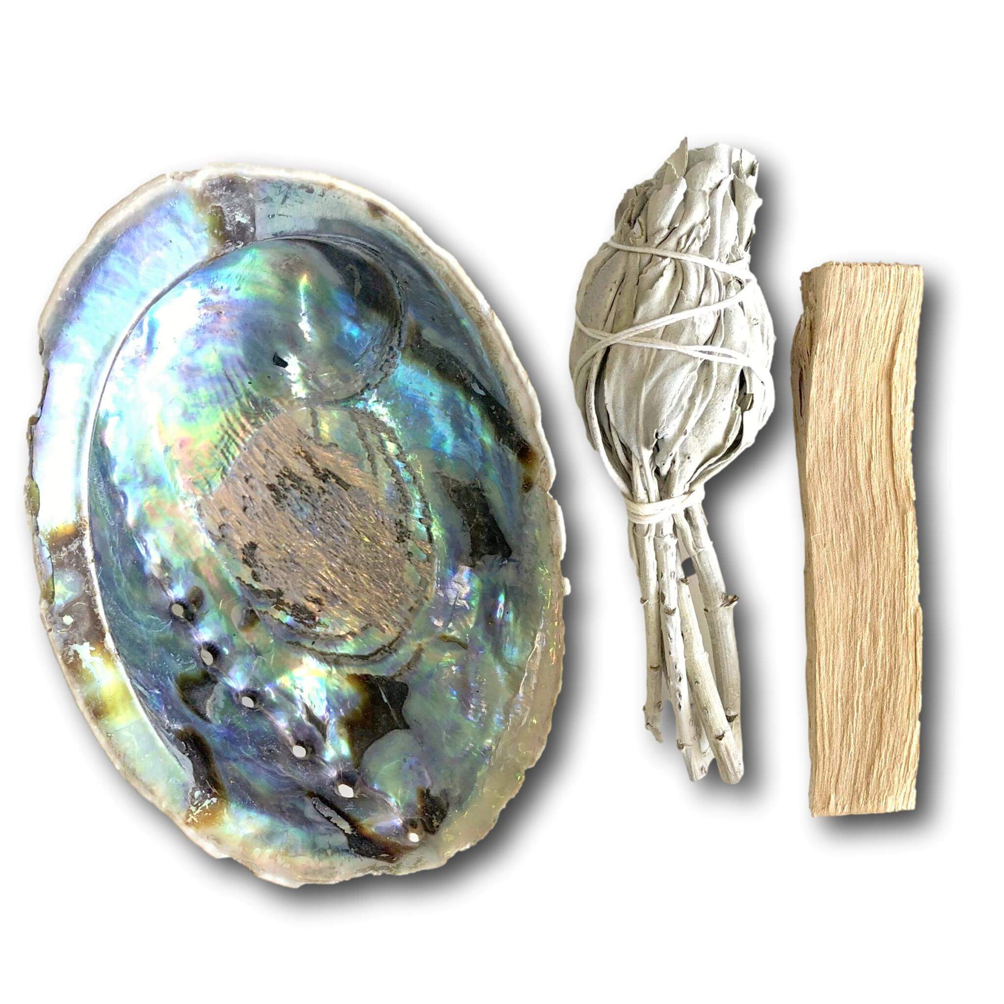 White Sage, Palo Santo With Shell Smudge Kit - Positive energy & Clearing Of Negative Energy