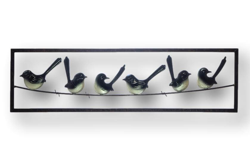 Willie Wagtails On A Wire Wall Art - Handmade Metal Art