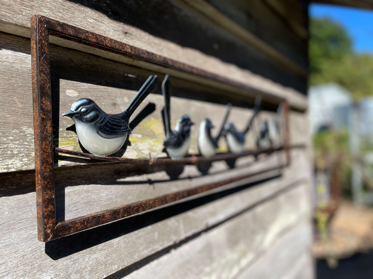 Willie Wagtails On A Wire Wall Art - Handmade Metal Art
