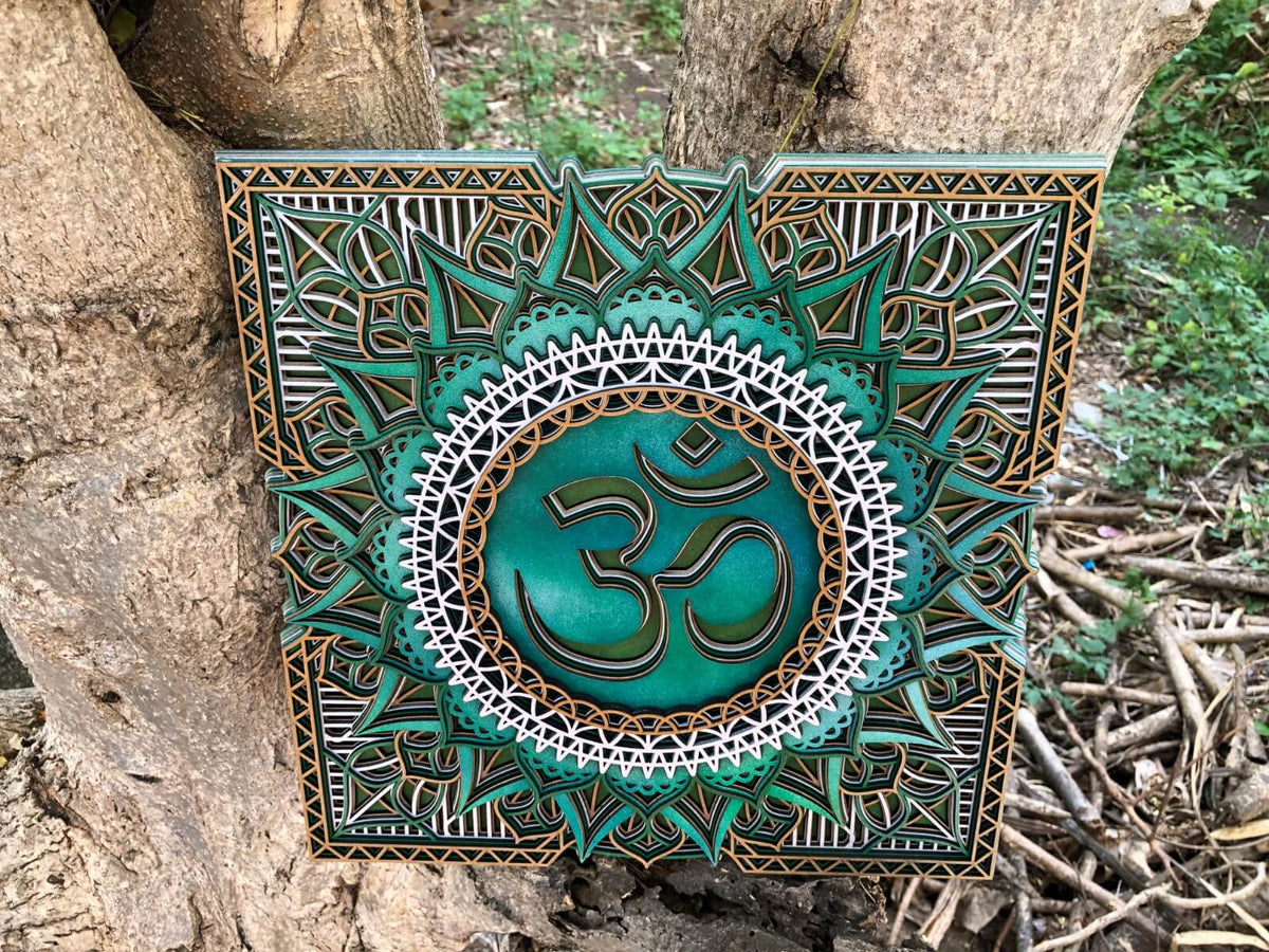 Unique Om Wall Art - Intricate Wooden Sacred Geometry Decor- Handmade In Thailand 🇹🇭