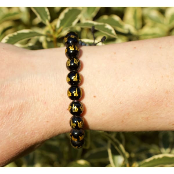 A$39.95 - BUDDHIST STYLE OM MANI PADME HUM BRACELET - HAND MADE FROM STONE IN NEPAL 🇳🇵 0.2KG (4) ISLAND BUDDHA