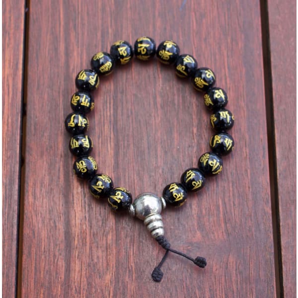 A$39.95 - BUDDHIST STYLE OM MANI PADME HUM BRACELET - HAND MADE FROM STONE IN NEPAL 🇳🇵 0.2KG (3) ISLAND BUDDHA