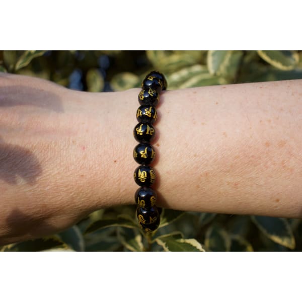 A$39.95 - BUDDHIST STYLE OM MANI PADME HUM BRACELET - HAND MADE FROM STONE IN NEPAL 🇳🇵 0.2KG (6) ISLAND BUDDHA