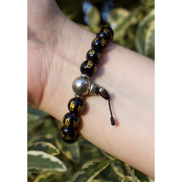 A$39.95 - BUDDHIST STYLE OM MANI PADME HUM BRACELET - HAND MADE FROM STONE IN NEPAL 🇳🇵 0.2KG (7) ISLAND BUDDHA