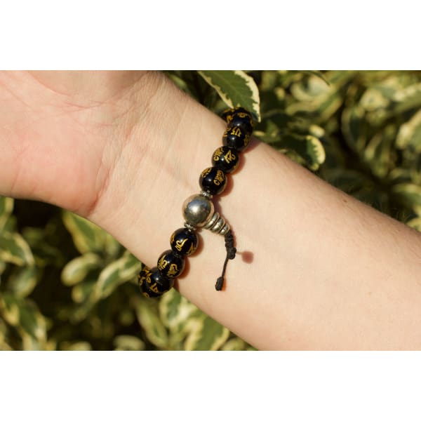 A$39.95 - BUDDHIST STYLE OM MANI PADME HUM BRACELET - HAND MADE FROM STONE IN NEPAL 🇳🇵 0.2KG (5) ISLAND BUDDHA
