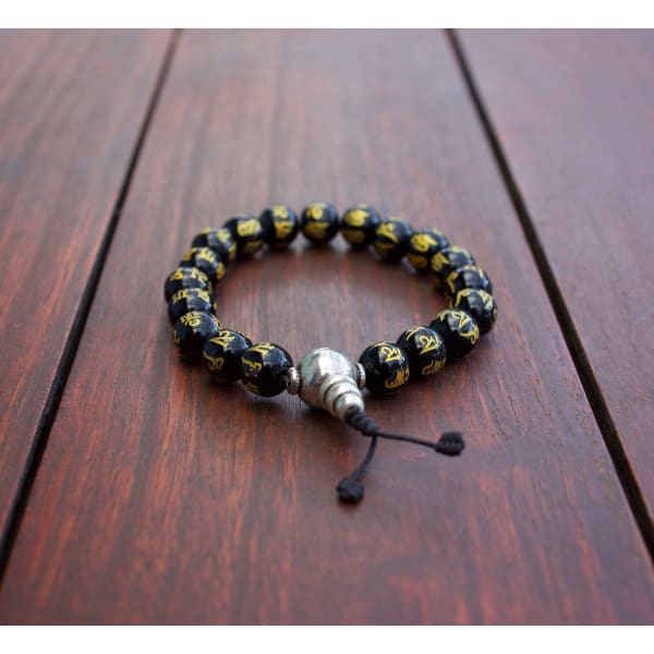 A$39.95 - BUDDHIST STYLE OM MANI PADME HUM BRACELET - HAND MADE FROM STONE IN NEPAL 🇳🇵 0.2KG (2) ISLAND BUDDHA