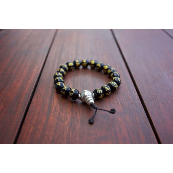 A$39.95 - BUDDHIST STYLE OM MANI PADME HUM BRACELET - HAND MADE FROM STONE IN NEPAL 🇳🇵 0.2KG (1) ISLAND BUDDHA