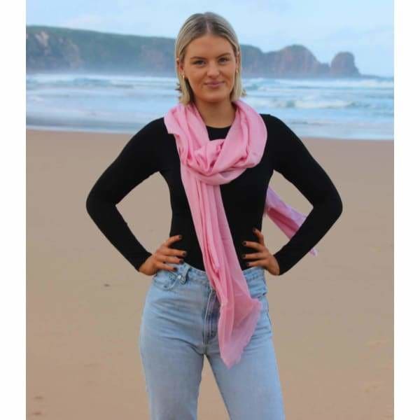 A$74.95 - CASHMERE PASHMINA SCARF - HAND MADE IN NEPAL 🇳🇵UNISEX LIGHT PINK 0.4KG (2) ISLAND BUDDHA