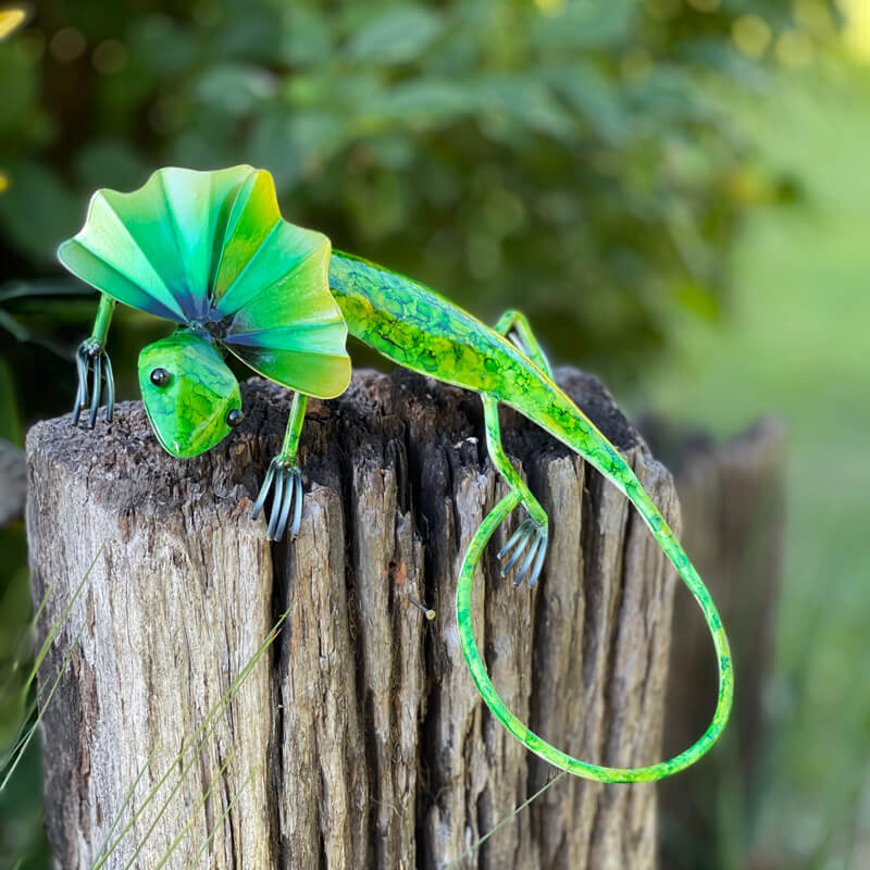 Frilled Neck Lizard Freestanding Metal Art - Handmade Sculpture Decoration