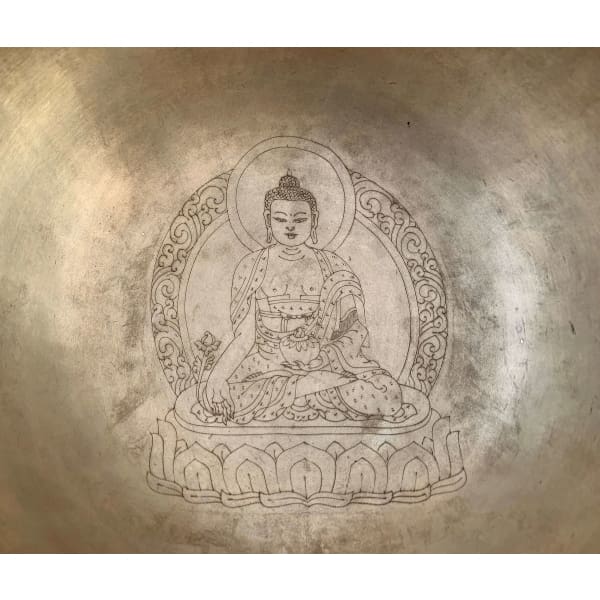 A$347 - GENUINE NEPALESE SINGING BOWL - HAND MADE &amp; HAND ENGRAVED IN NEPAL🇳🇵NOTE D4 &amp; A2 BUDDHA ENGRAVED 3KG (3) ISLAND BUDDHA