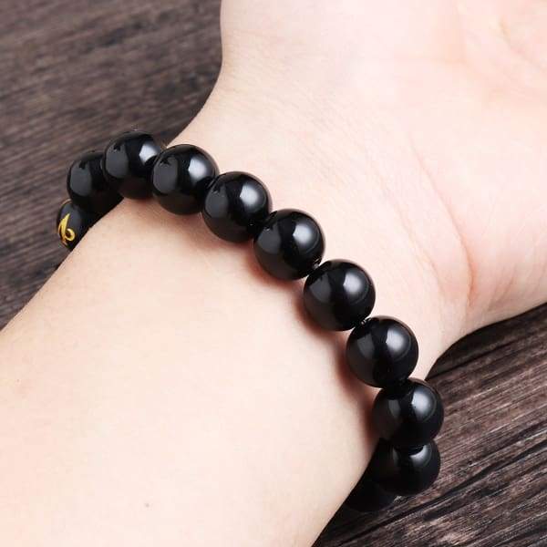 Handcrafted Obsidian Buddha Bracelet 12mm &amp; 16mm Obsidian Beads - Island Buddha