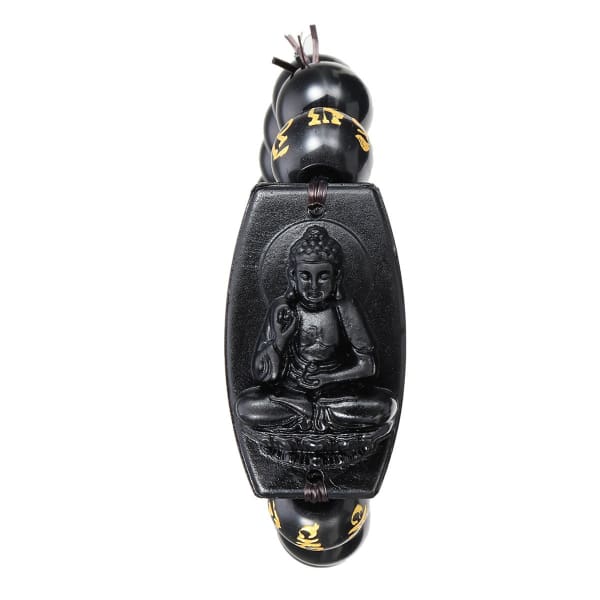 Handcrafted Obsidian Buddha Bracelet 12mm &amp; 16mm Obsidian Beads - Island Buddha