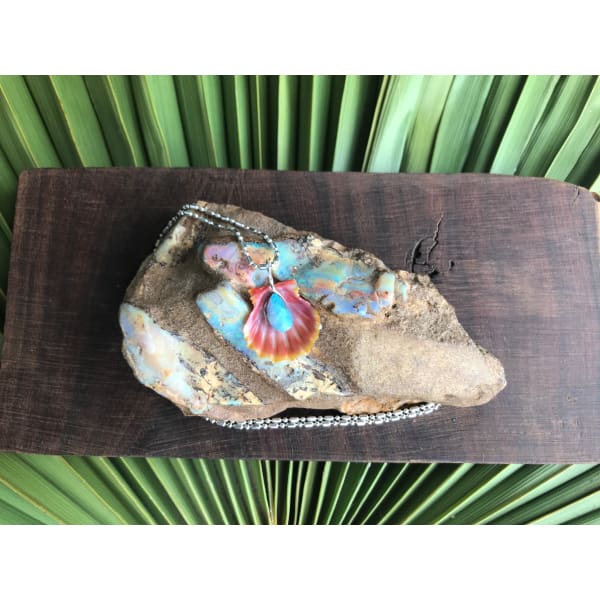 Hawaiian Sunrise Shell Necklace With Australian Boulder Opal - Island Buddha