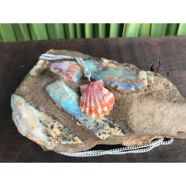 Hawaiian Sunrise Shell Necklace With Australian Boulder Opal - Island Buddha
