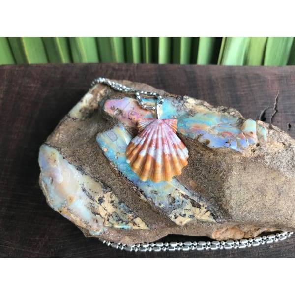 Hawaiian Sunrise Shell Necklace With Australian Boulder Opal - Island Buddha