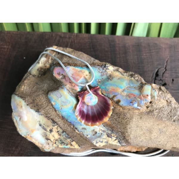 Hawaiian Sunrise Shell Necklace With Australian Boulder Opal - Island Buddha