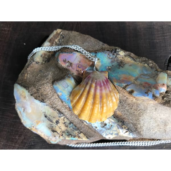 Hawaiian Sunrise Shell Necklace With Australian Boulder Opal - Island Buddha