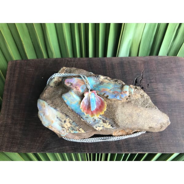 Hawaiian Sunrise Shell Necklace With Australian Boulder Opal - Island Buddha