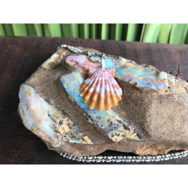 Hawaiian Sunrise Shell Necklace With Australian Boulder Opal - Island Buddha