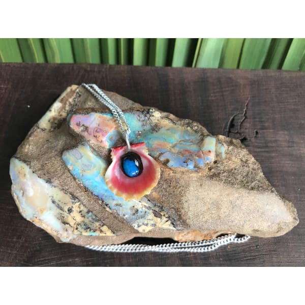 Hawaiian Sunrise Shell Necklace With Australian Boulder Opal - Island Buddha