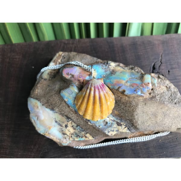 Hawaiian Sunrise Shell Necklace With Australian Boulder Opal - Island Buddha