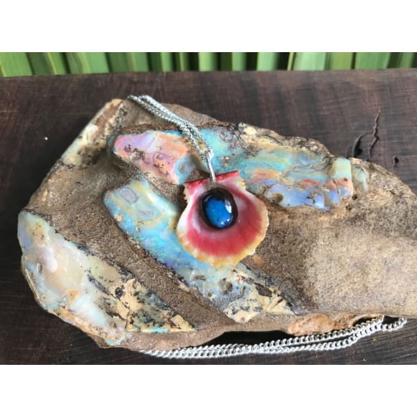 Hawaiian Sunrise Shell Necklace With Australian Boulder Opal - Island Buddha