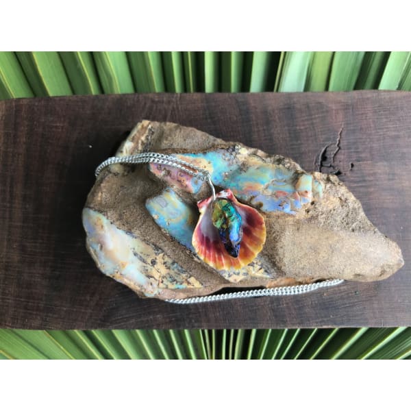 Hawaiian Sunrise Shell Necklace With Australian Boulder Opal - Island Buddha