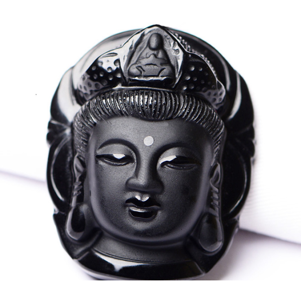 Natural Obsidian Buddha Necklace/Pendant - Island Buddha