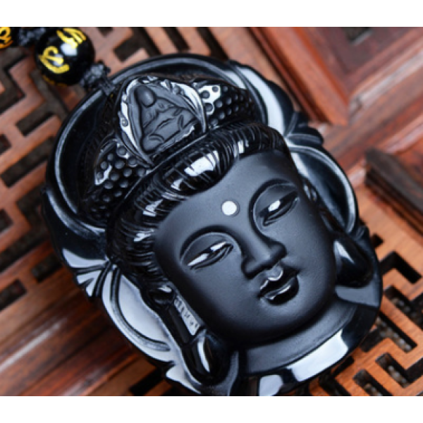 Natural Obsidian Buddha Necklace/Pendant - Island Buddha