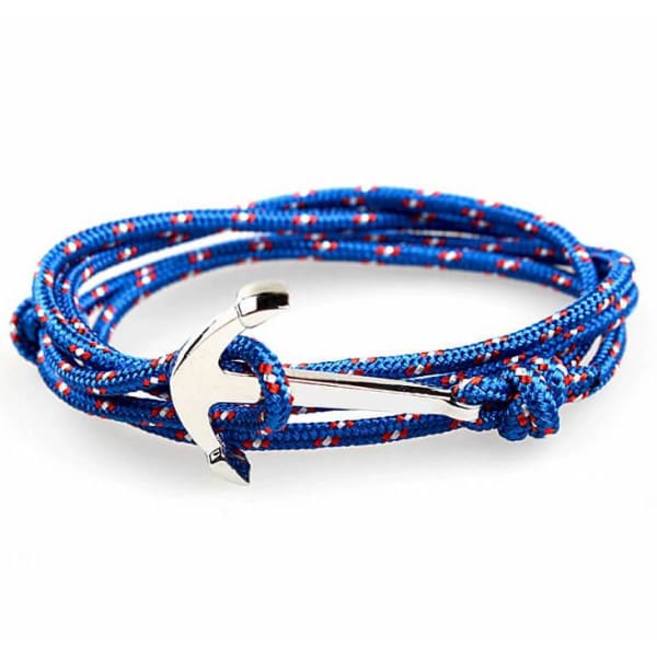 A$14.95 - NAUTICAL ROPE &amp; ANCHOR BRACELET BLUE WITH RED &amp; WHITE 0.05KG (2) ISLAND BUDDHA