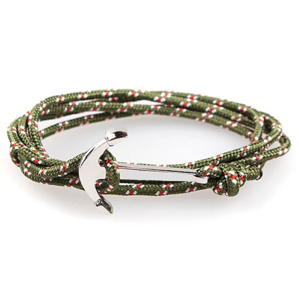 A$14.95 - NAUTICAL ROPE &amp; ANCHOR BRACELET GREEN WITH RED &amp; WHITE 0.05KG (7) ISLAND BUDDHA