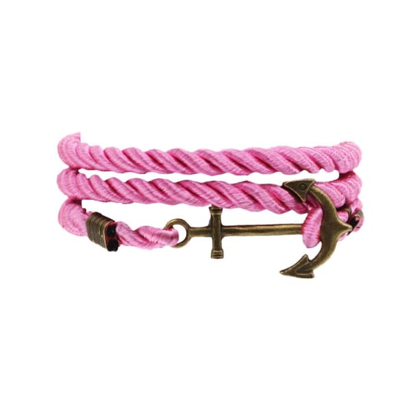 A$14.95 - NAUTICAL ROPE &amp; ANCHOR BRACELET PINK 0.05KG (2) ISLAND BUDDHA