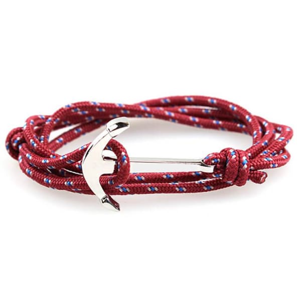 A$14.95 - NAUTICAL ROPE &amp; ANCHOR BRACELET RED WITH BLUE &amp; WHITE 0.05KG (8) ISLAND BUDDHA