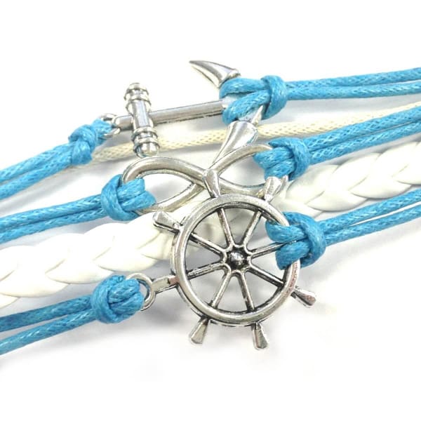 A$17.95 - NAUTICAL ROPE ANCHOR HELM &amp; INFINITY BRACELET ⚓️⎈♾ LIGHT BLUE &amp; WHITE 0.01KG (4) ISLAND BUDDHA