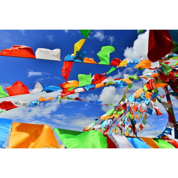 A$19.95 - NEPALESE TIBETAN BUDDHIST PRAYER FLAGS HAND MADE IN NEPAL 🇳🇵 OM MANI PADME HUM 0.1KG (5) ISLAND BUDDHA