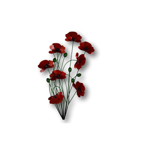 A$79 - POPPY FLORAL METAL WALL ART - HANGING PLAQUE OF POPPIES FLOWERS 0.49KG (1) ISLAND BUDDHA