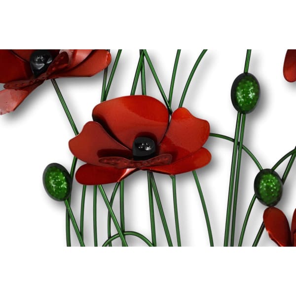 A$79 - POPPY FLORAL METAL WALL ART - HANGING PLAQUE OF POPPIES FLOWERS 0.49KG (3) ISLAND BUDDHA